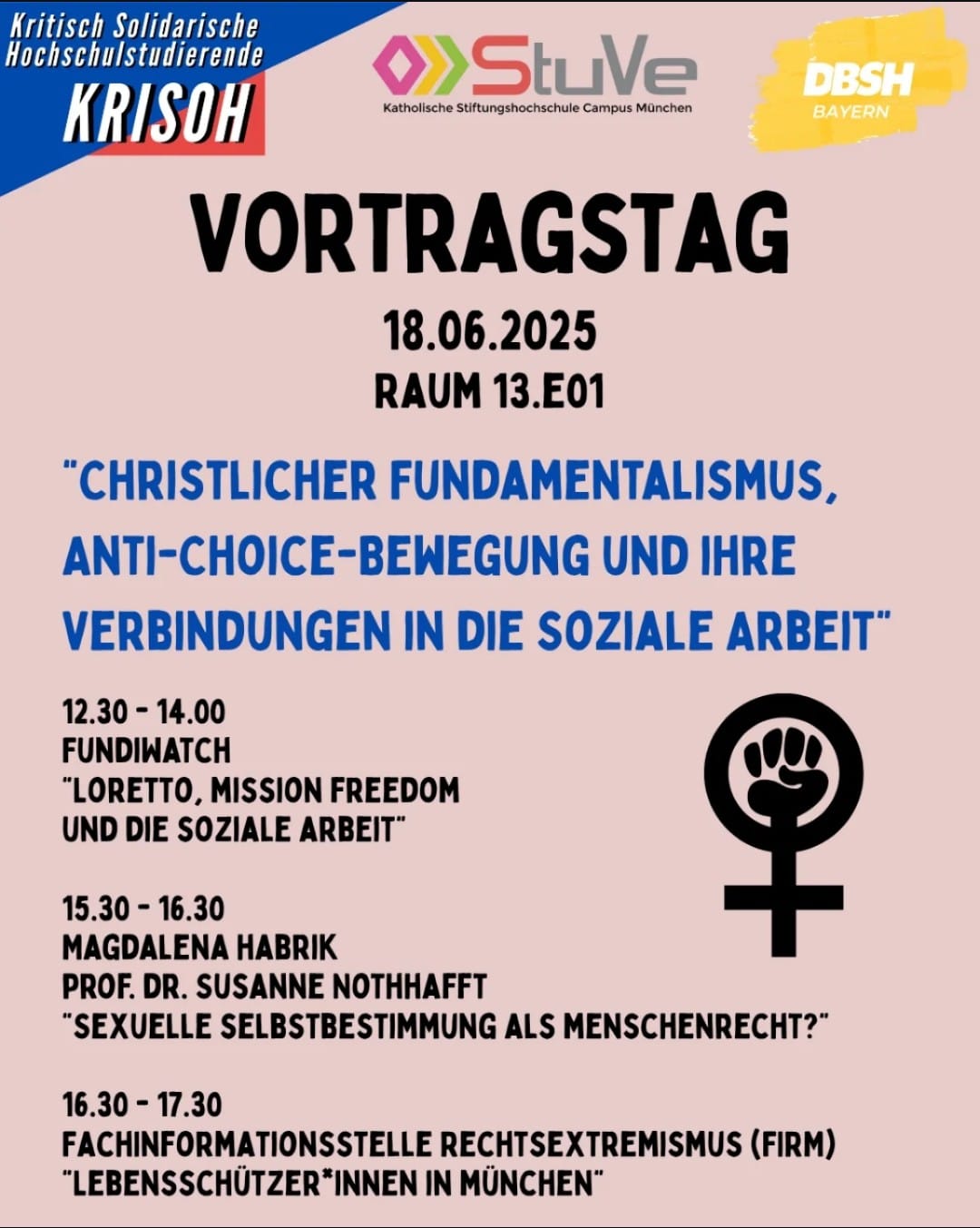 Vortragstag am 18.06.2025 ab 12.30 Uhr in der KSH München, Preysingstr. 95, Raum 13.E01
